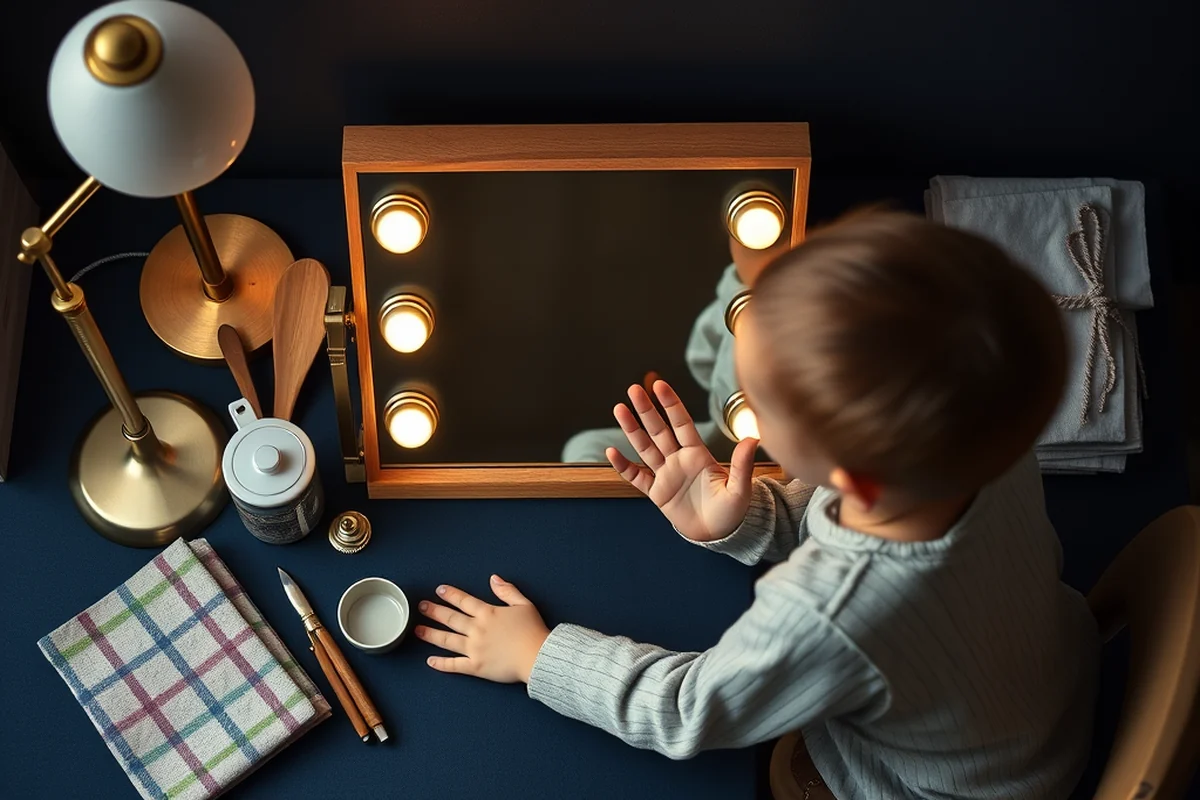 kids table mirror with lights — Kids Table Mirror With Lights (the finished result)