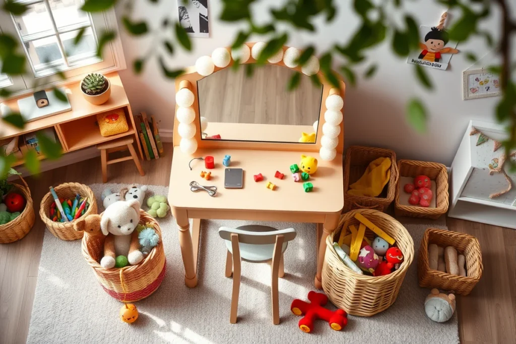 Kids Vanity Desk With Mirror And Lights
