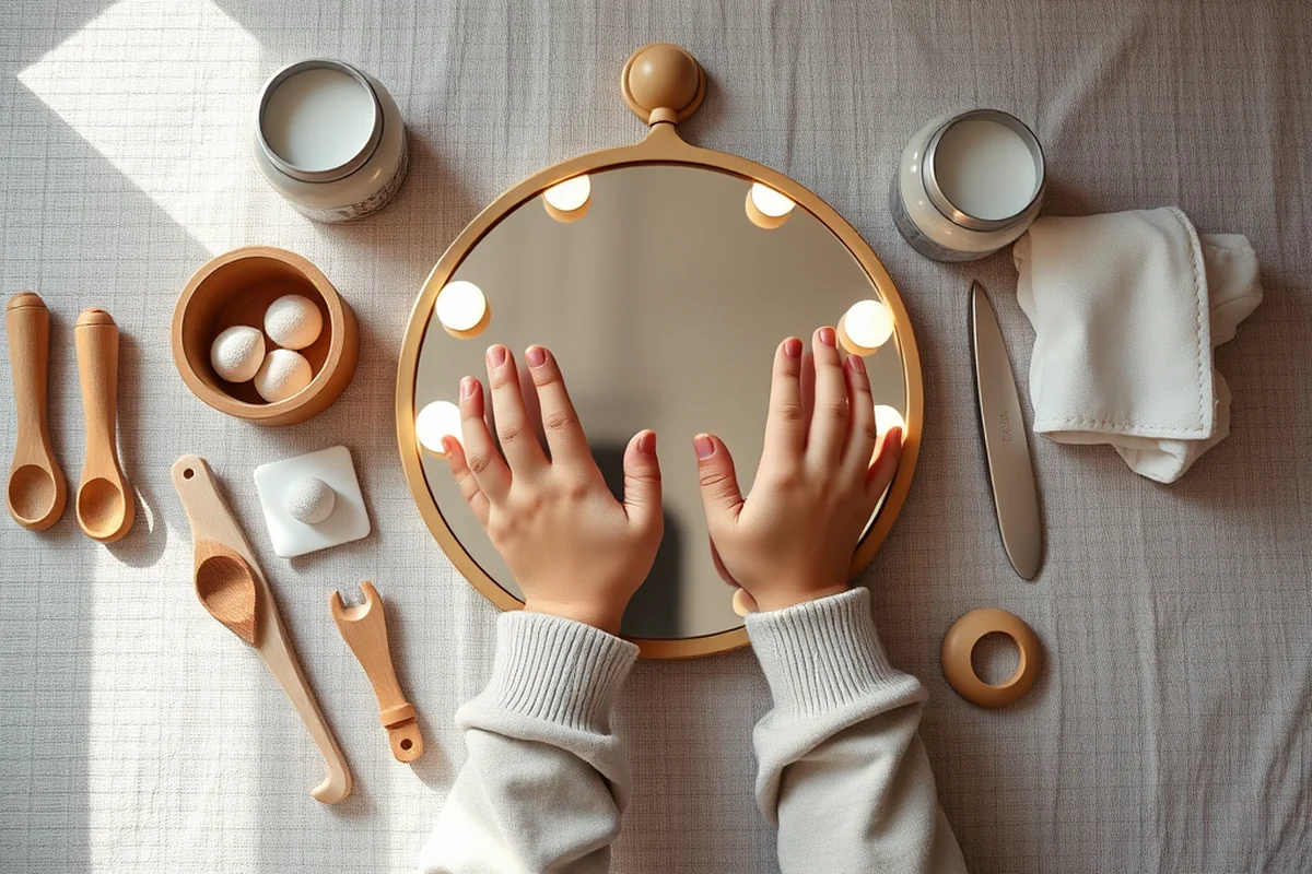 kids wall mirror with lights — Kids Wall Mirror With Lights (the finished result)
