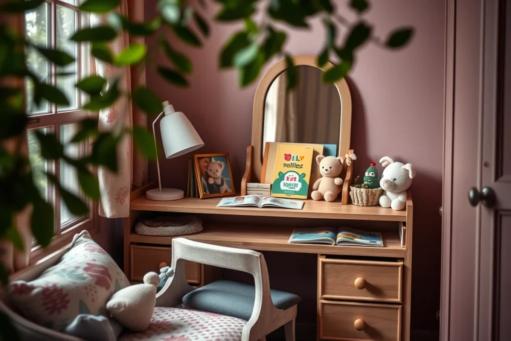 Kids Desk With Mirror And Drawers